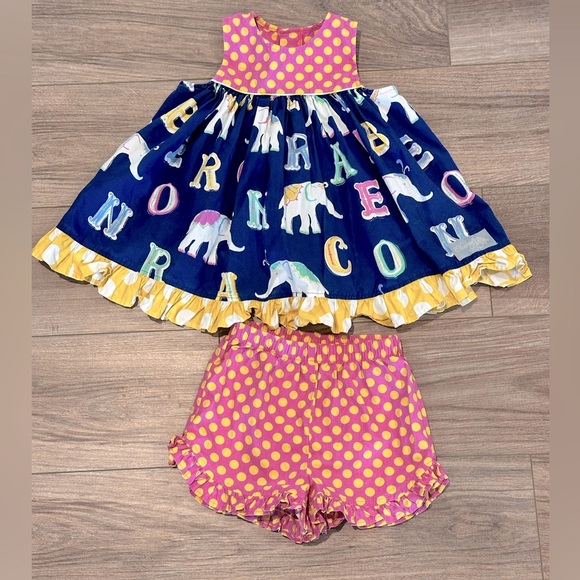 Eleanor Rose SZ 4-5 Letter Ruffle Dress with Matching Shorts - Picture 1 of 10